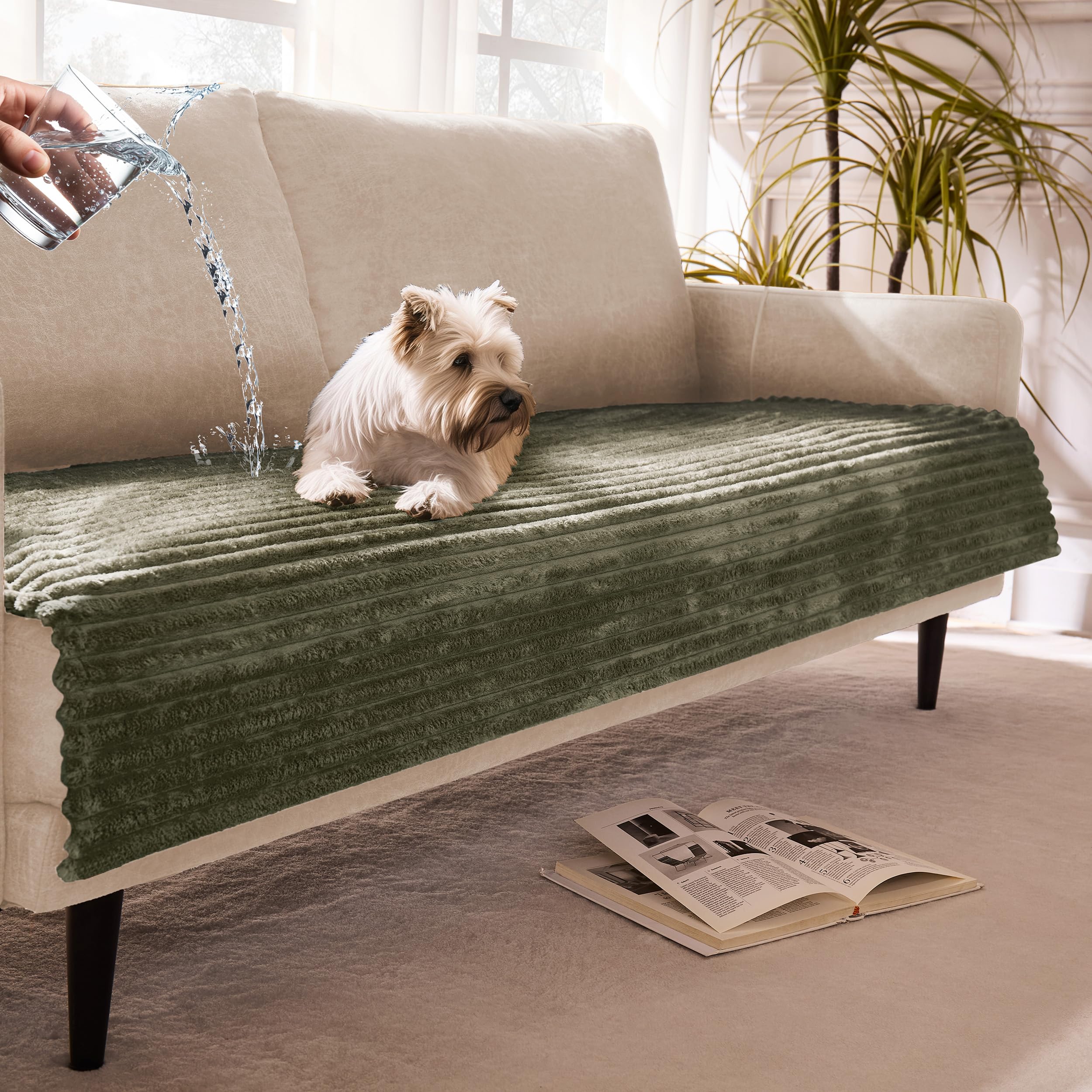 Meider Dual Non-Slip Couch Cover for Dogs, Sage Green, 33 x 85