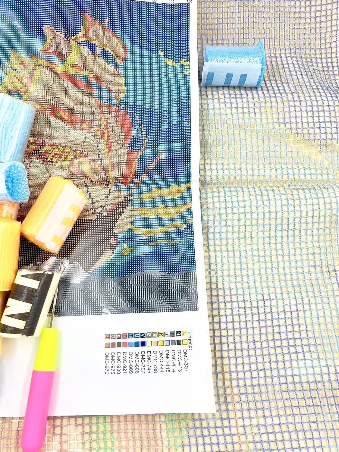 Latch Hook Kits Rug, 3D Pattern Printed Canvas Crochet Needlework Crafts Floor DIY Latch Kits for Adults/Kids(Smooth Sailing, 109X94CM)