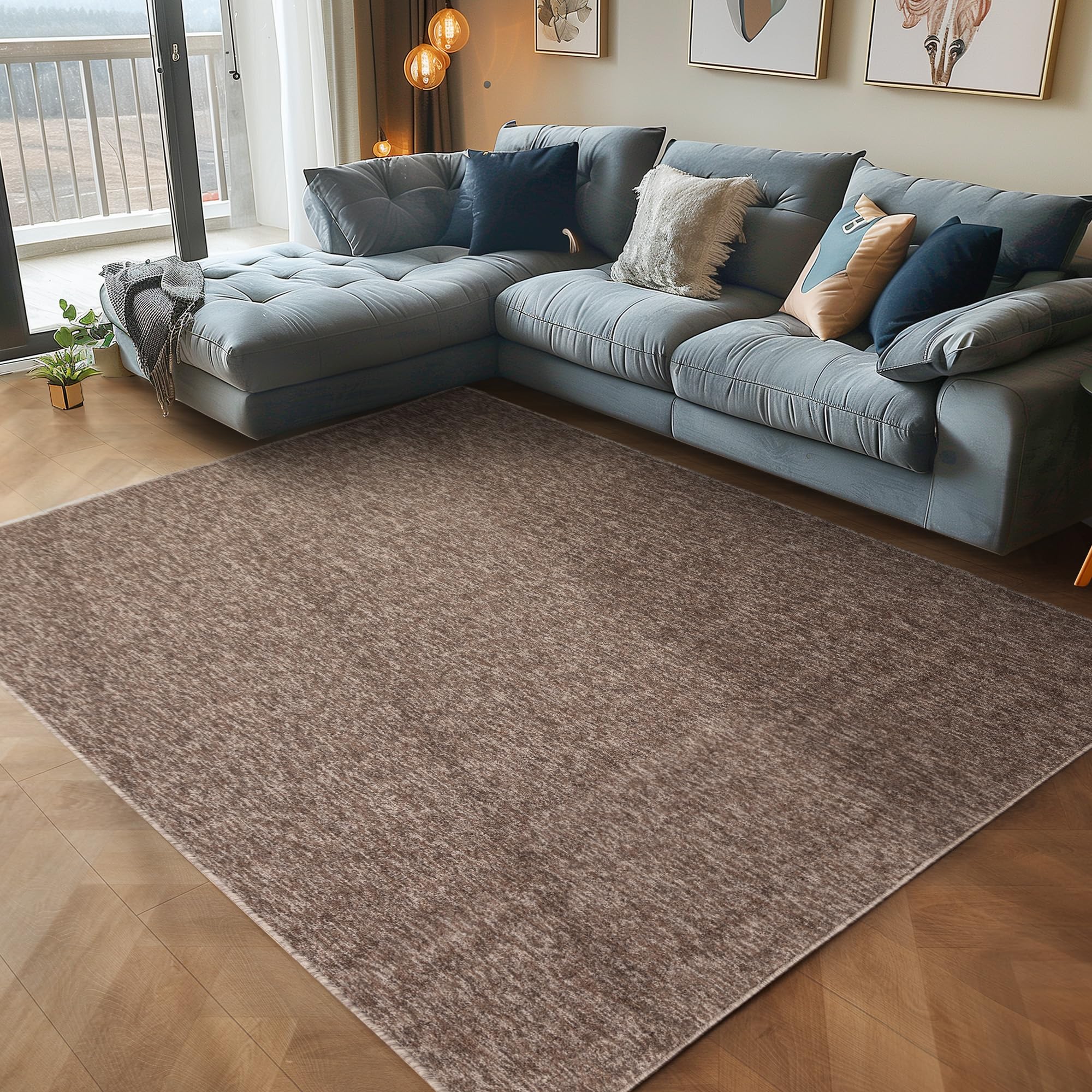 Teppich Kurzflor Flachgewebe Schlingenteppich meliert Pflegeleicht für Wohnzimmer Schlafzimmer