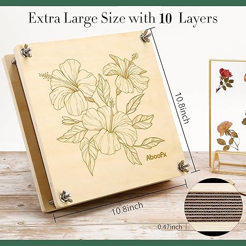 Miniatura 2 de Aboofx Kit de prensa de flores, kits de manualidades de 11 x 11 pulgadas, 10 capas de madera para manualidades, prensa de flores prensadas y plantas