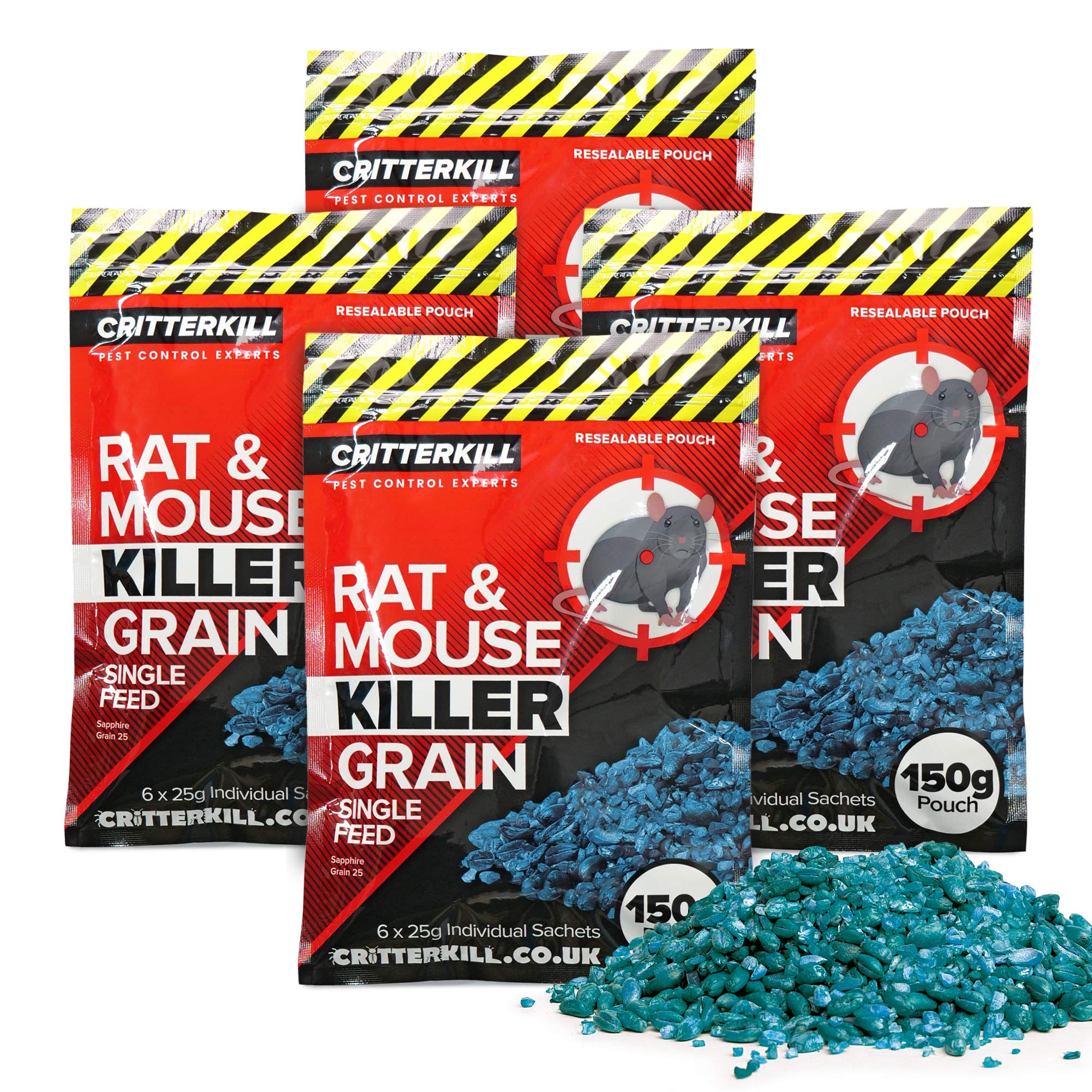 CritterKill Rat & Mouse Killer Poison Grain 150g SINGLE FEED - EXTRA STRENGTH (600g)