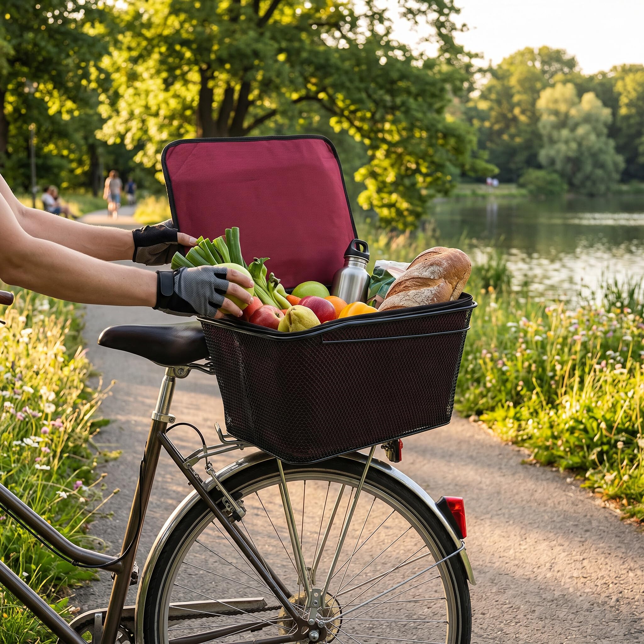 Tylna Torba na Bagażnik Rowerowy z osłoną przeciwdeszczową, pojemność 20 L Drut Metalowy Tylny Kosz Rowerowy Wodoodporny Rower Torba Podsiodłowa do Większości Tylnych