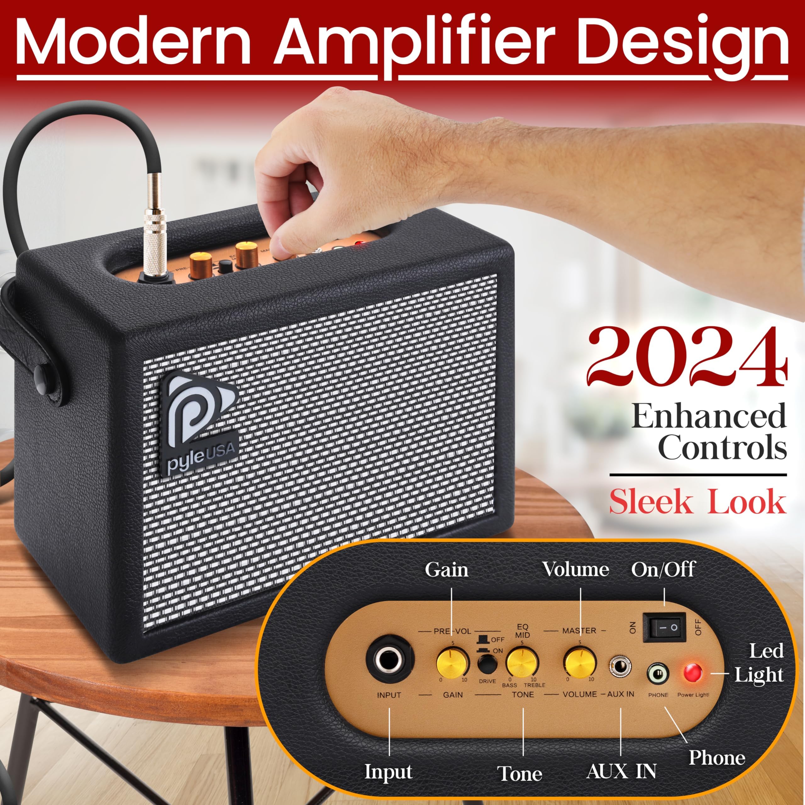 Pyle Prog Rock EG Series - Chitarra elettrica con kit amplificatore, 39 pollici, full size con due pickup Humbucker, manico basso profilo e corpo in paulonia massiccio, kit di accessori premium