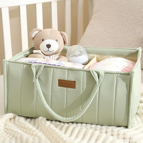 Miniatura 8 de Organizador de pañales para bebé, cesta de bebé para baby shower, cesta de almacenamiento de guardería y organizador de automóvil para pañales,