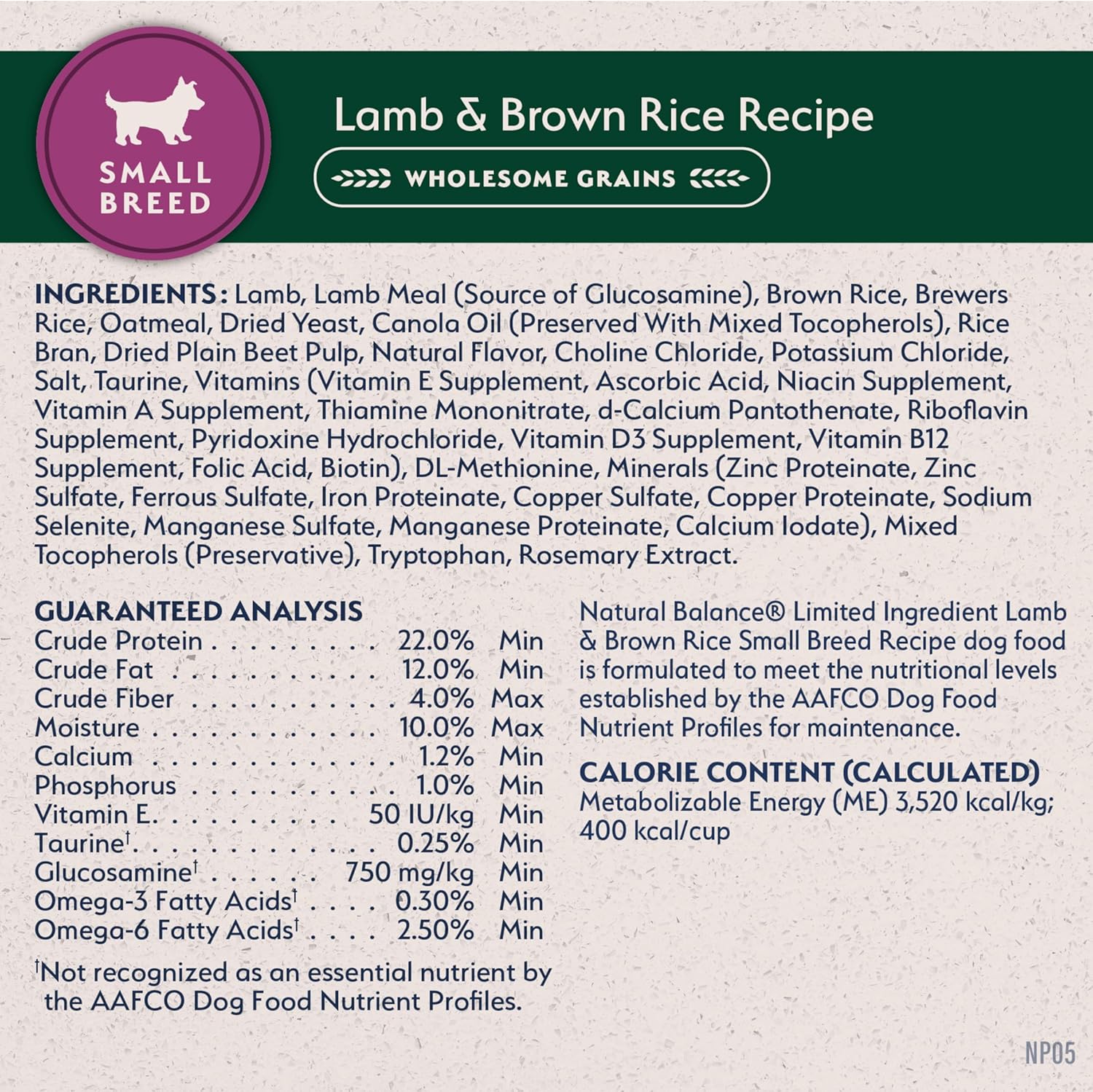 Natural Balance Limited Ingredient Small-Breed Adult Dry Dog Food with Healthy Grains, Lamb & Brown Rice Recipe, 12 Pound (Pack of 1) - Image 8