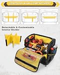 12-Inch Sac à outils avec fond dur, organisateur de boîte à outils électrique, diviseur amovible, poches multiples, poignée rembourrée, bande d'épaule réglable, idéal pour la mécanique, menuiseries, plombiers