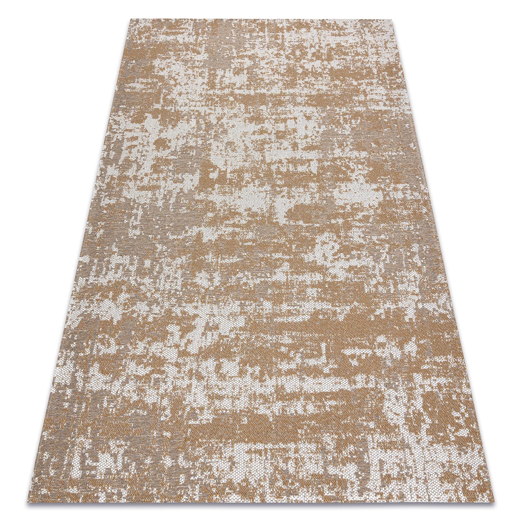 Tapis salon coton recyclé crème et jaune boho CASA ECO
