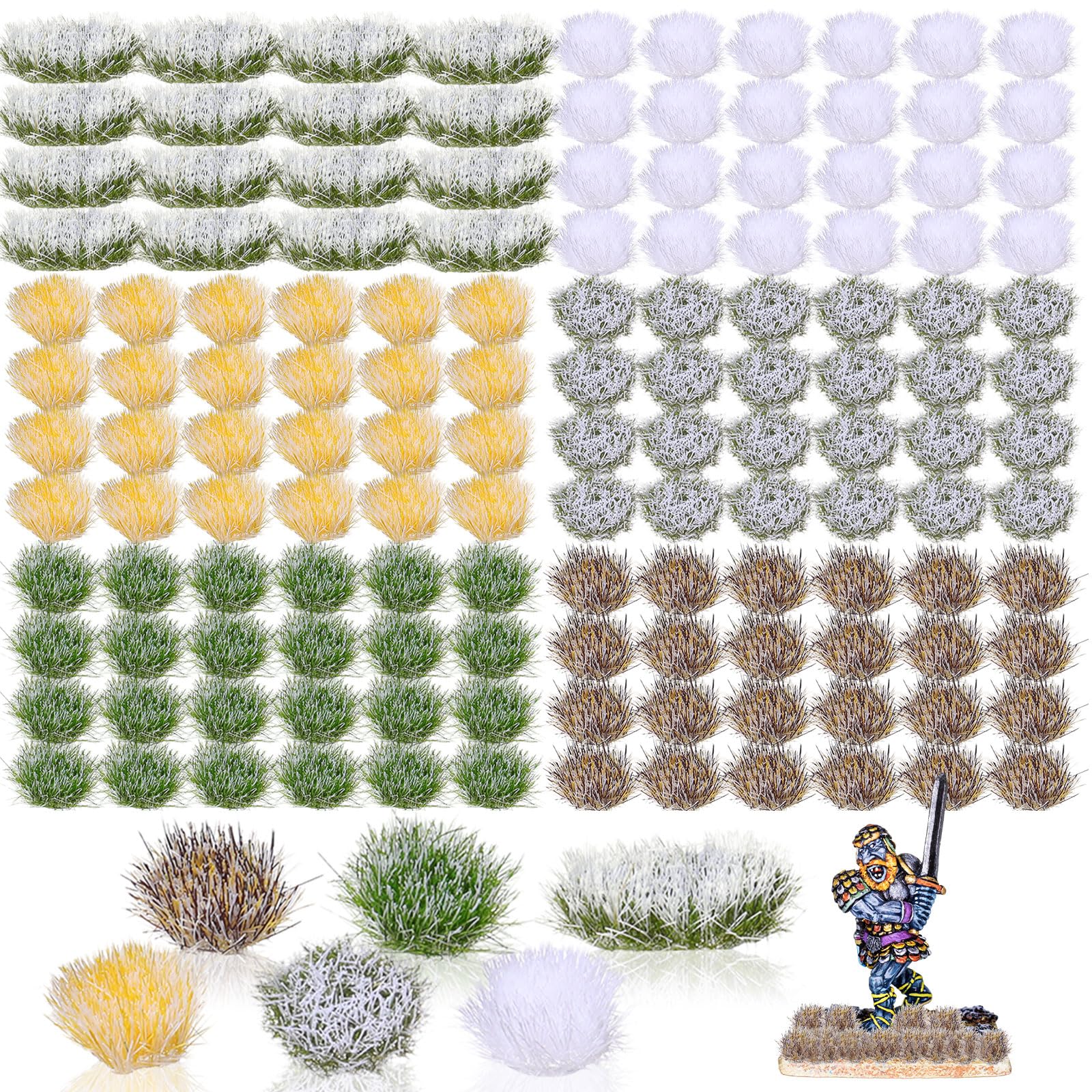 CraftyDream 234 Pcs Static Diorama Grass Tuft Miniature Flower Cluster Vegetation Groups Self Adhesive Flowers Tufts Terrain Model Kit for DIY Supplies Railway Scenery Landscape(Winter Grass)