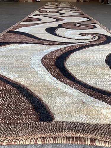 Miniatura 2 de Alfombra moderna de pasillo largo beige Americana Design 144 (32 pulgadas x 15 pies 10 pulgadas)