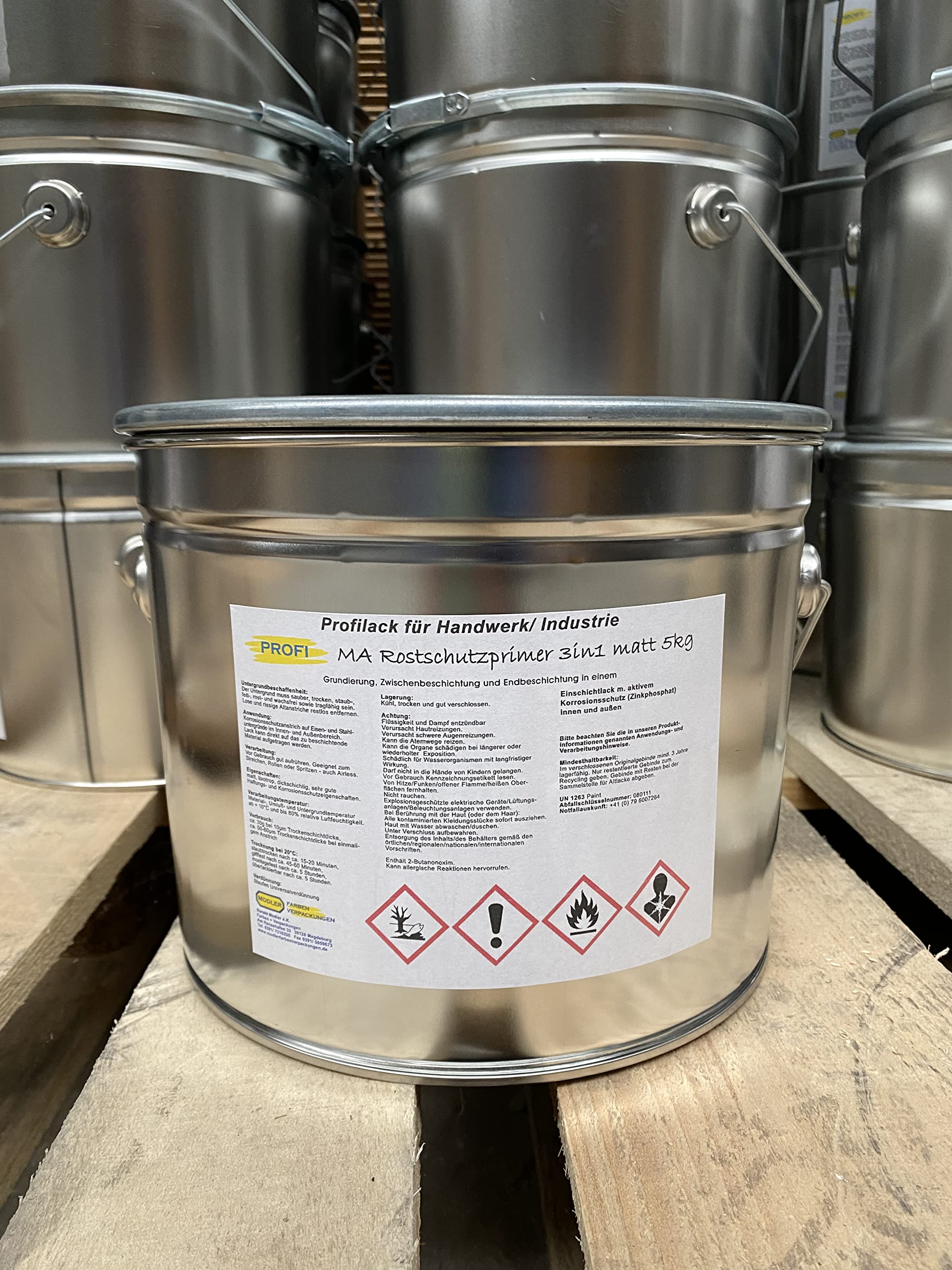 PROFI Rostschutz Primer 3in1 Grundierung 5 kg matt in Grau RAL 7030 (Steingrau)