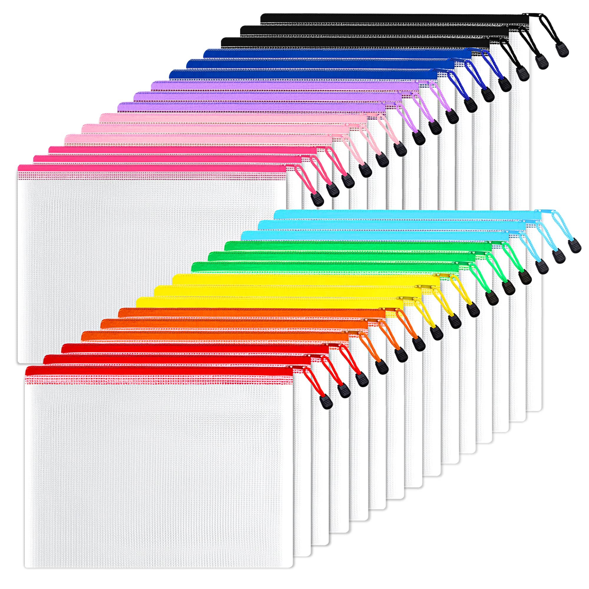 MIESESU　2袋 Amazon.com: SUNEE Mesh Zipper Pouch 11x15 in (10 Colors, 30 Packs
