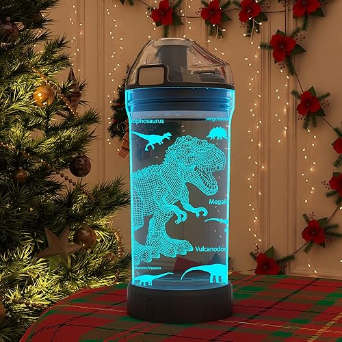 Miniatura 2 de Regalos de botellas de dinosaurio, botellas de agua brillantes de dinosaurio, tazas de viaje nocturnas con luces LED de dinosaurio, Tritan sin BPA