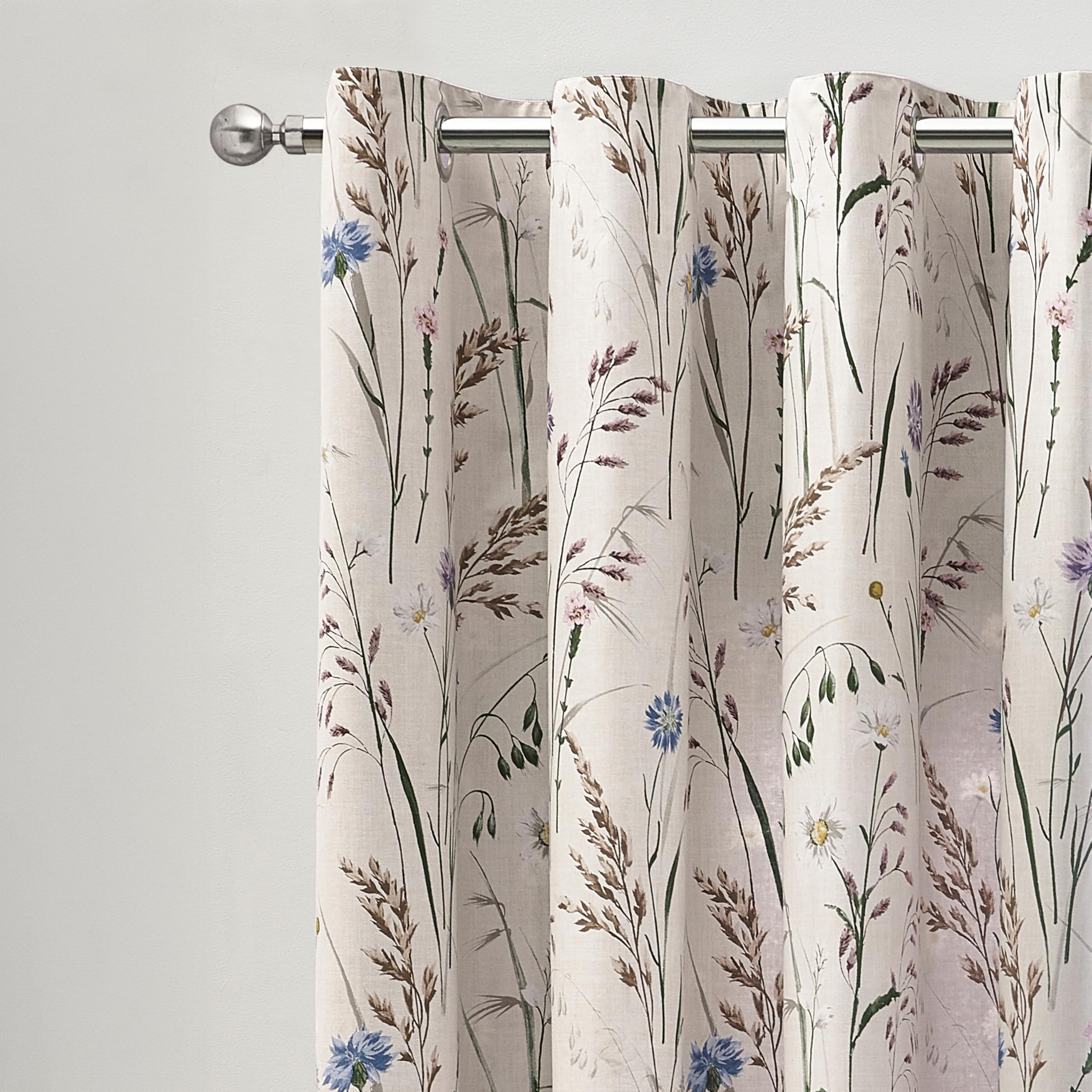 B&Q -  Grasmere Floral Fully Reversible 66X90 Inch Eyelet Curtains Two Panels Blue