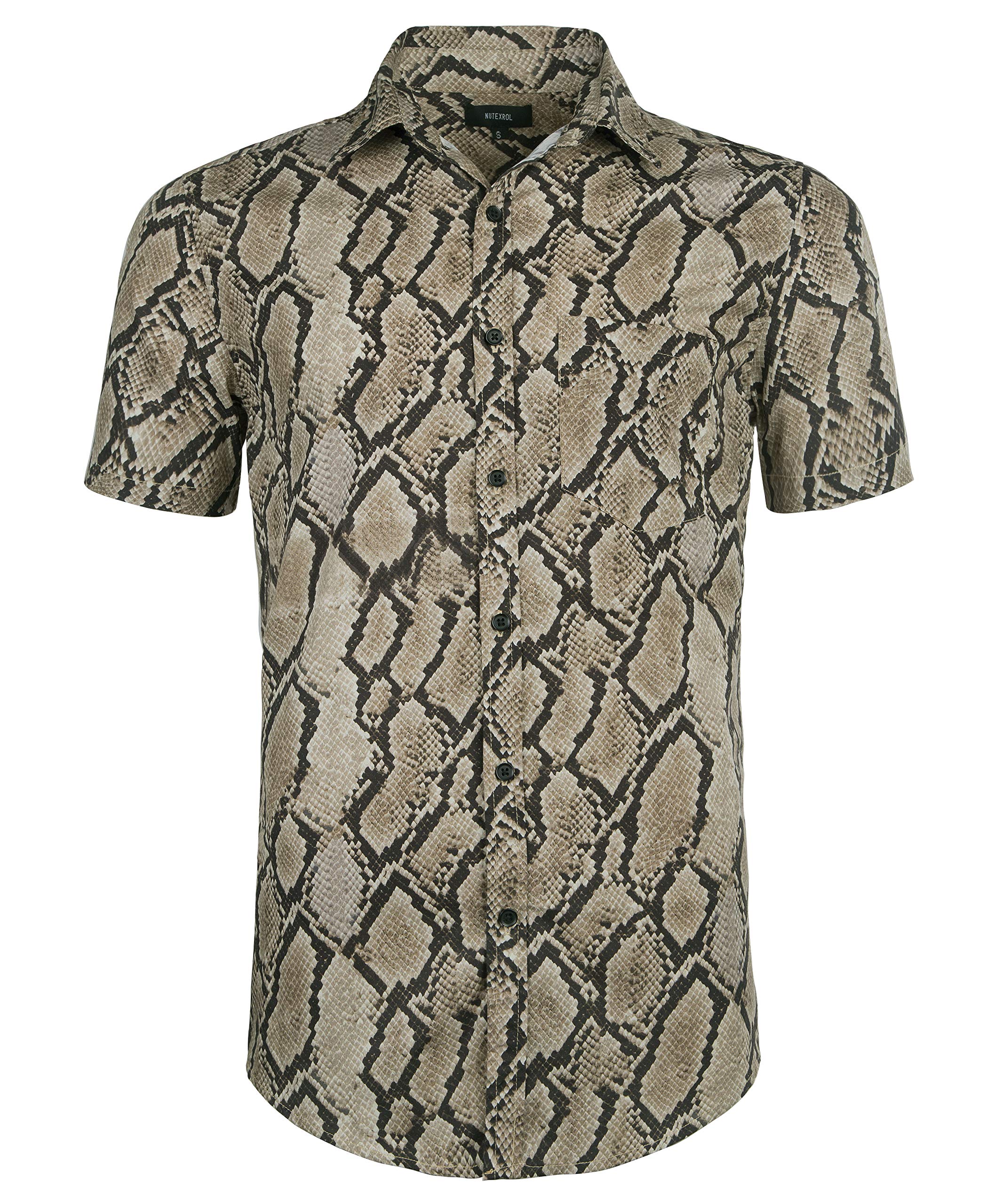 AVANZADA Men's Floral Prints Short Sleeve Button Down Modern Fit Woven Shirt