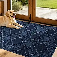 COSY HOMEER Door Mat Non-Slip, Soft Absorbent TPR Backing Doormat for Front Door Inside Entrance, Washable Low Profile Mats for Pets & Family, 32" x 48", Navy Blue