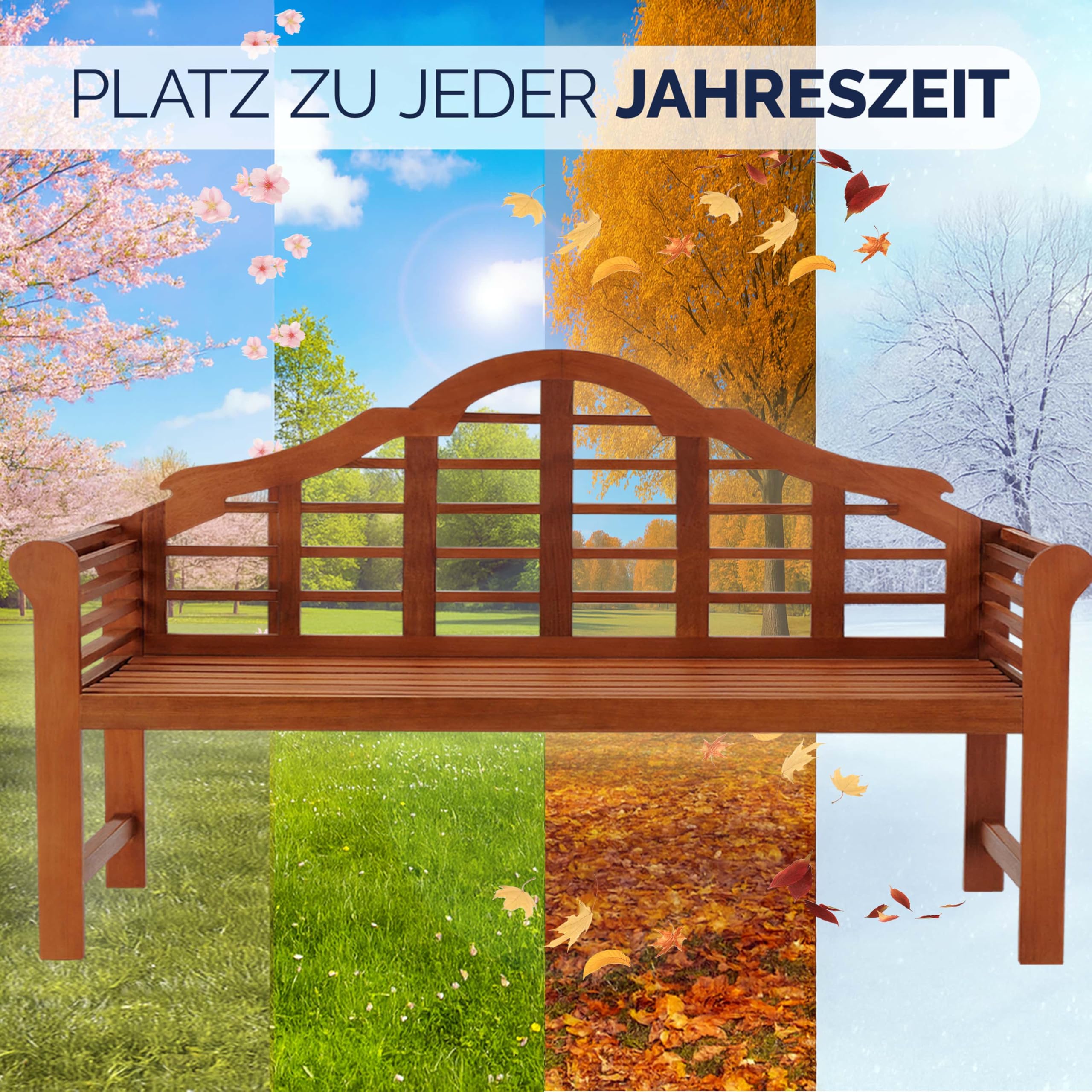 Casaria® Gartenbank Wetterfest Holz FSC®-Zertifiziert 240kg Belastbar 2-Sitzer Armlehne Rückenlehne 135x56cm Garten Balkon Holzbank Eukalyptus Braun