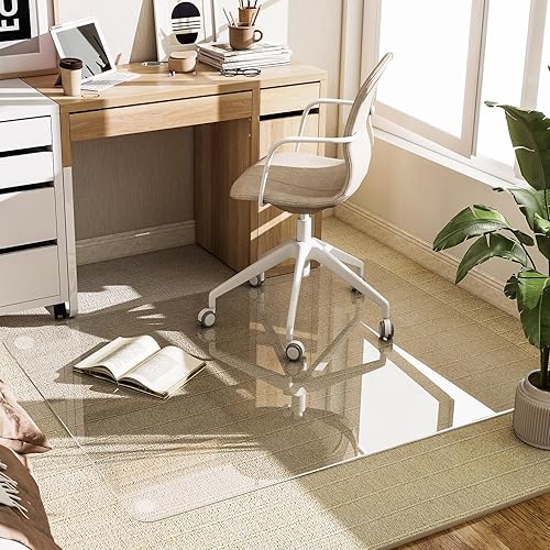 Miniatura 53 de GLSLAND Tapete para silla de vidrio templado de 36 x 46 pulgadas, protector de suelo resistente para alfombras y suelos duros, resistente a