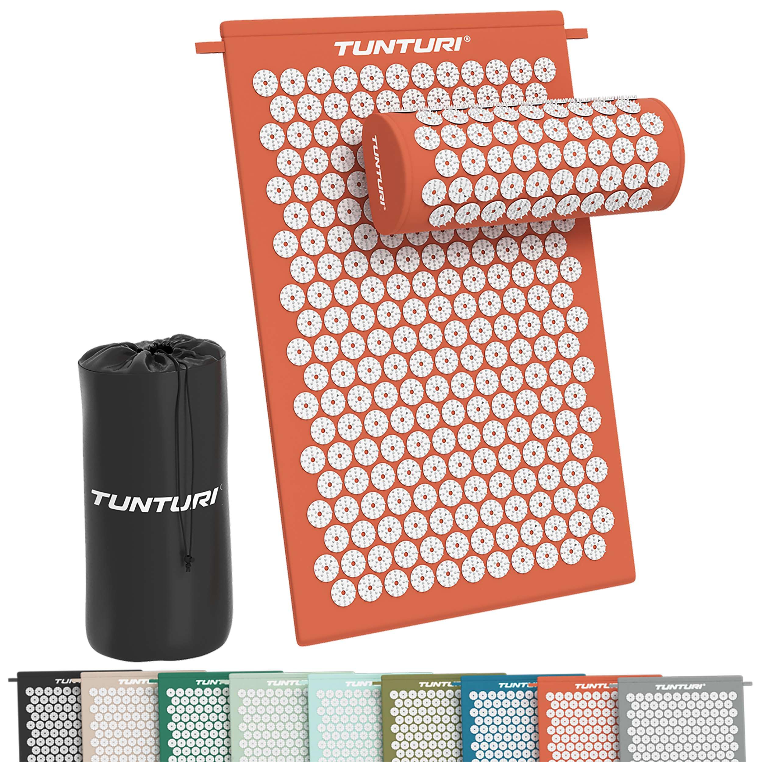 Tunturi Tappetino per agopressione con cuscino, tappetino per agopuntura, per schiena, collo, piedi, tutto il corpo, 2 in 1, tappetino per agopressione, anti-stress, 68 x 42 x 2 cm, oro rosa