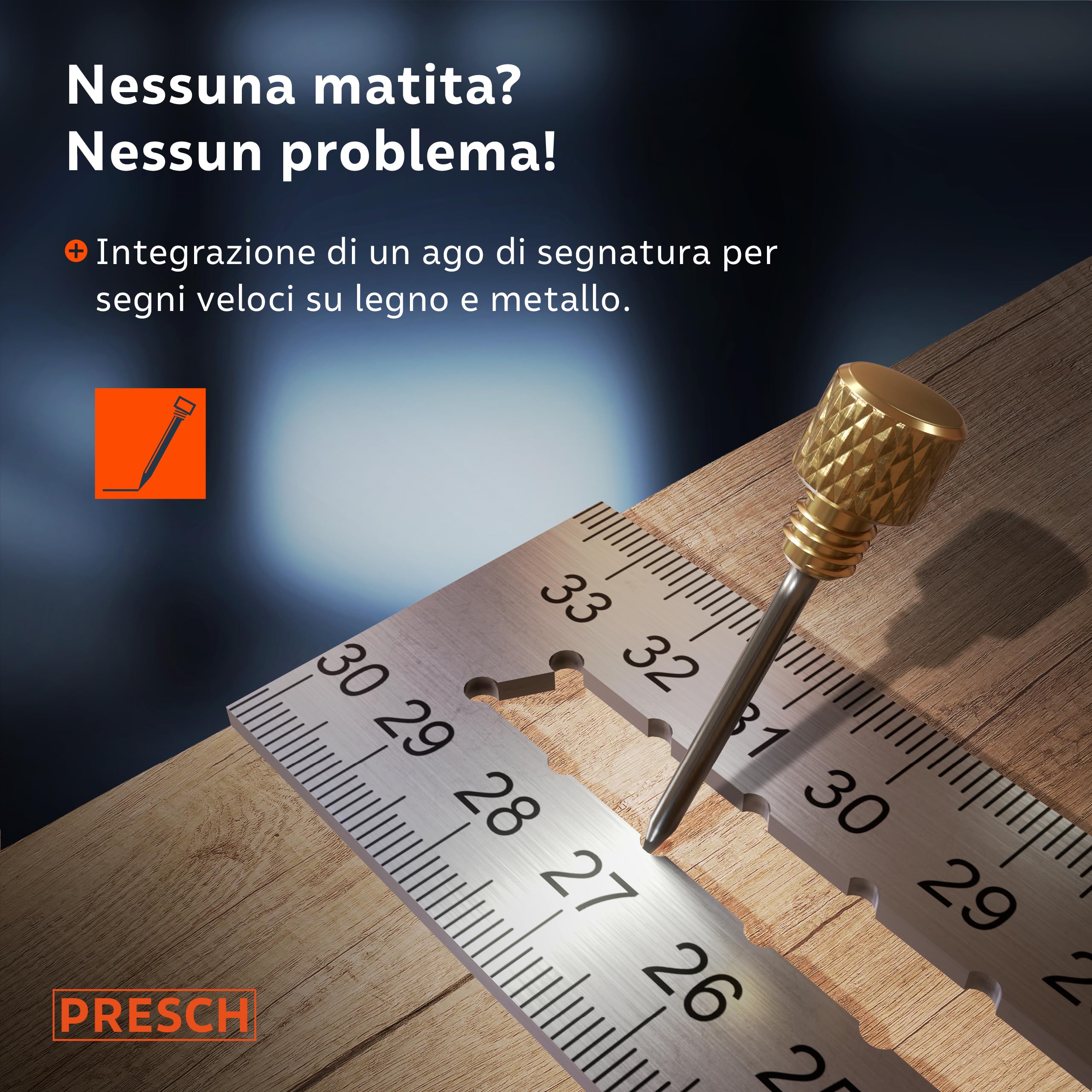 Presch Squadra da 300 mm 90° 45° con bolla di livello e indicatore di marcatura antiruggine