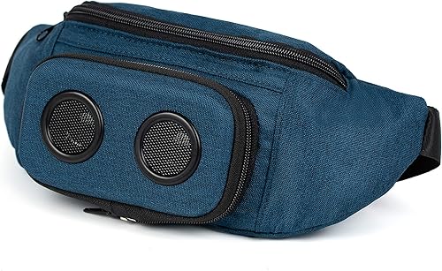 Fannypack con altavoces. Riñonera Bluetooth para fiestasfestivalesravosplayabarcos. Recargable, funciona con iPhone y Android (azul), Azul