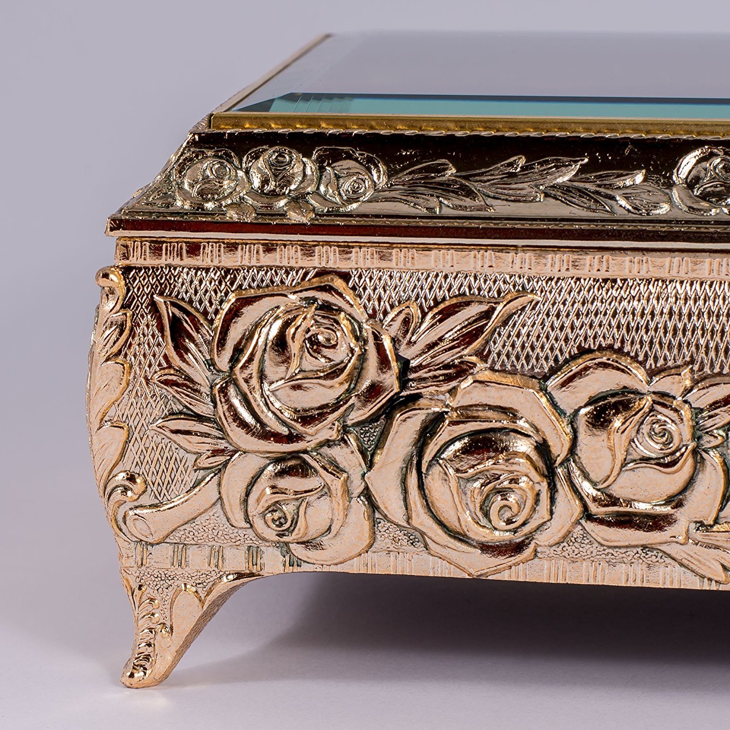 Amazon.co.jp: ゴールド仕上げ メタル&ガラス ジュエリーオルゴール