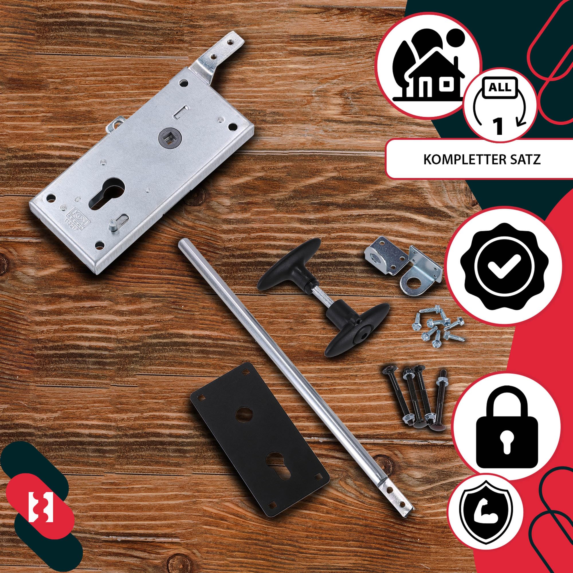 KOTARBAU® Serrure de porte de garage - Serrure de porte de garage - 5 - 400 mm - Serrure de cave - Serrure de porte professionnelle - Serrure de porte de garage - Serrure de porte de garage
