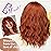 Nnzes Short Orange red Wavy Wig with Bangs for Women Shoulder Length Bob Curly Women\'s Charming Synthetic Wigs with Natural Wavy Wig Heat Resistant Hair for Daily Party Use