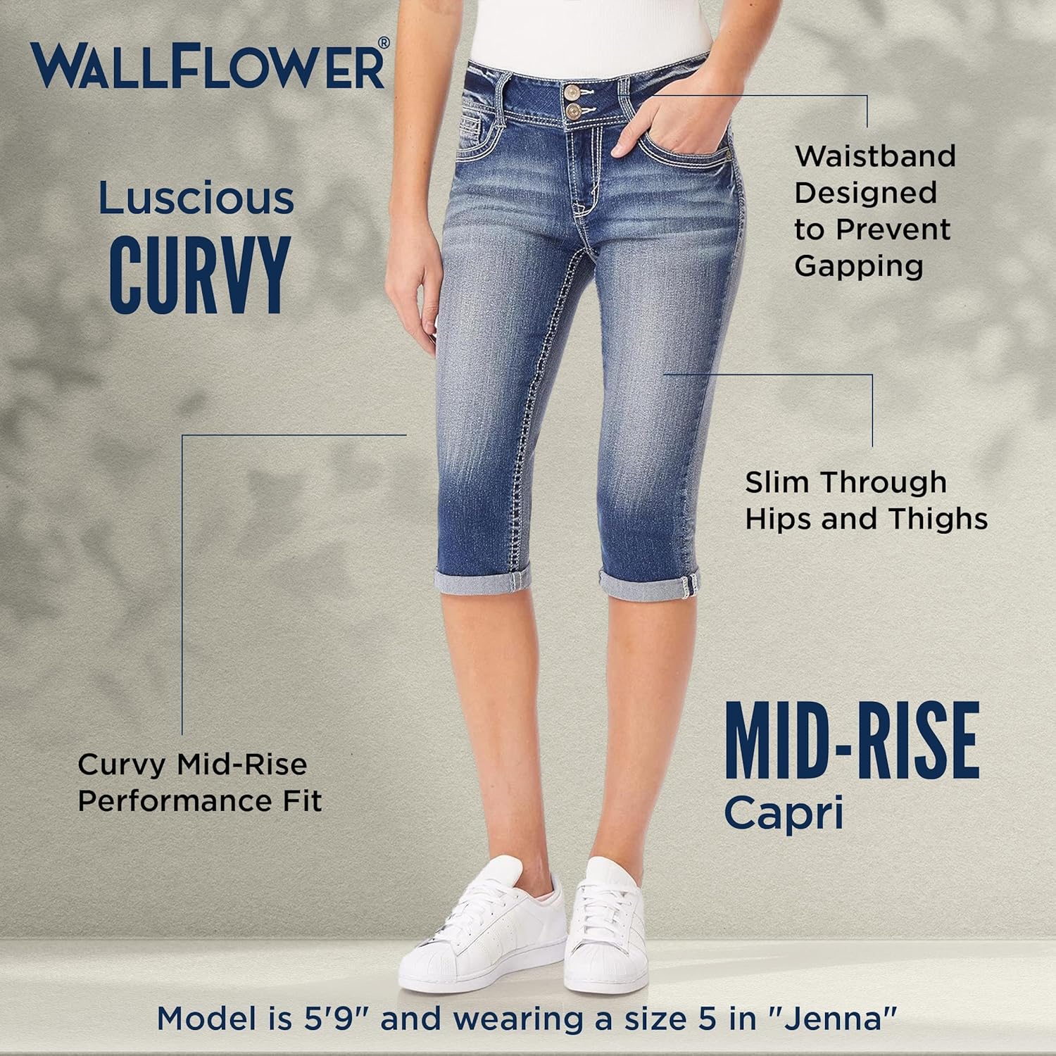 WallFlower Womens Luscious Curvy 17" Capri Mid-Rise Insta Stretch Juniors (Standard and Plus) - Image 4