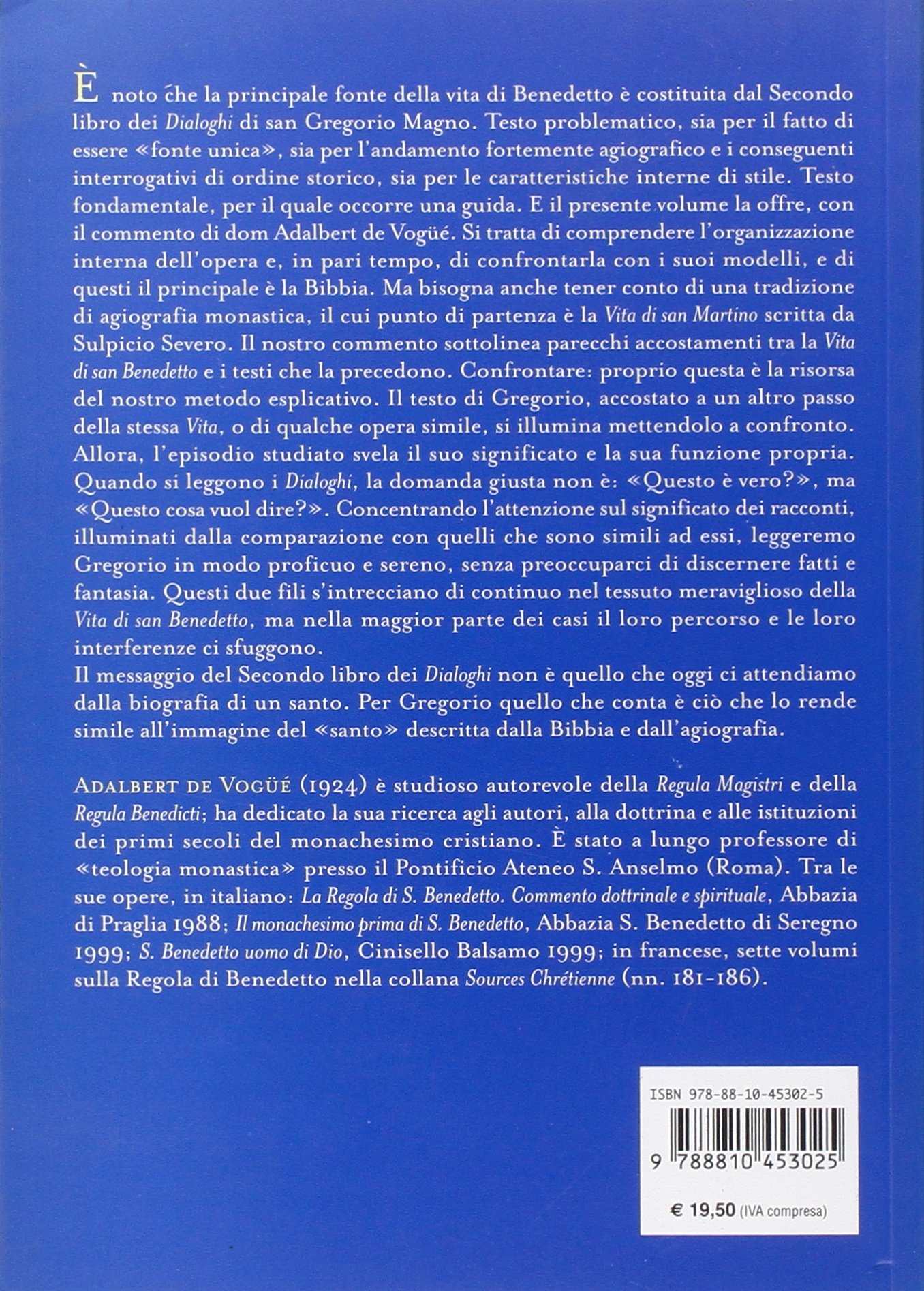 Vita di san Benedetto. Commentata da Adalbert de Vogüé