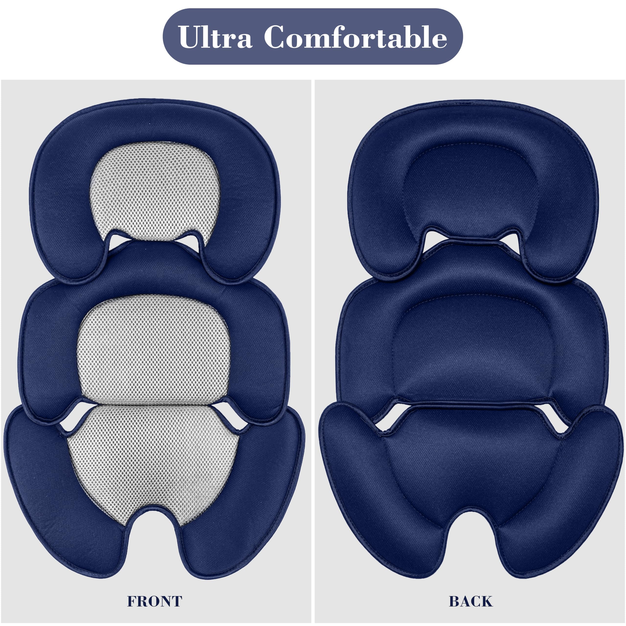 Cuscino neonato con rete 3D per stroller, seggiolino auto e seggiolone, inserto traspirante per sostenere il bambino (blu)