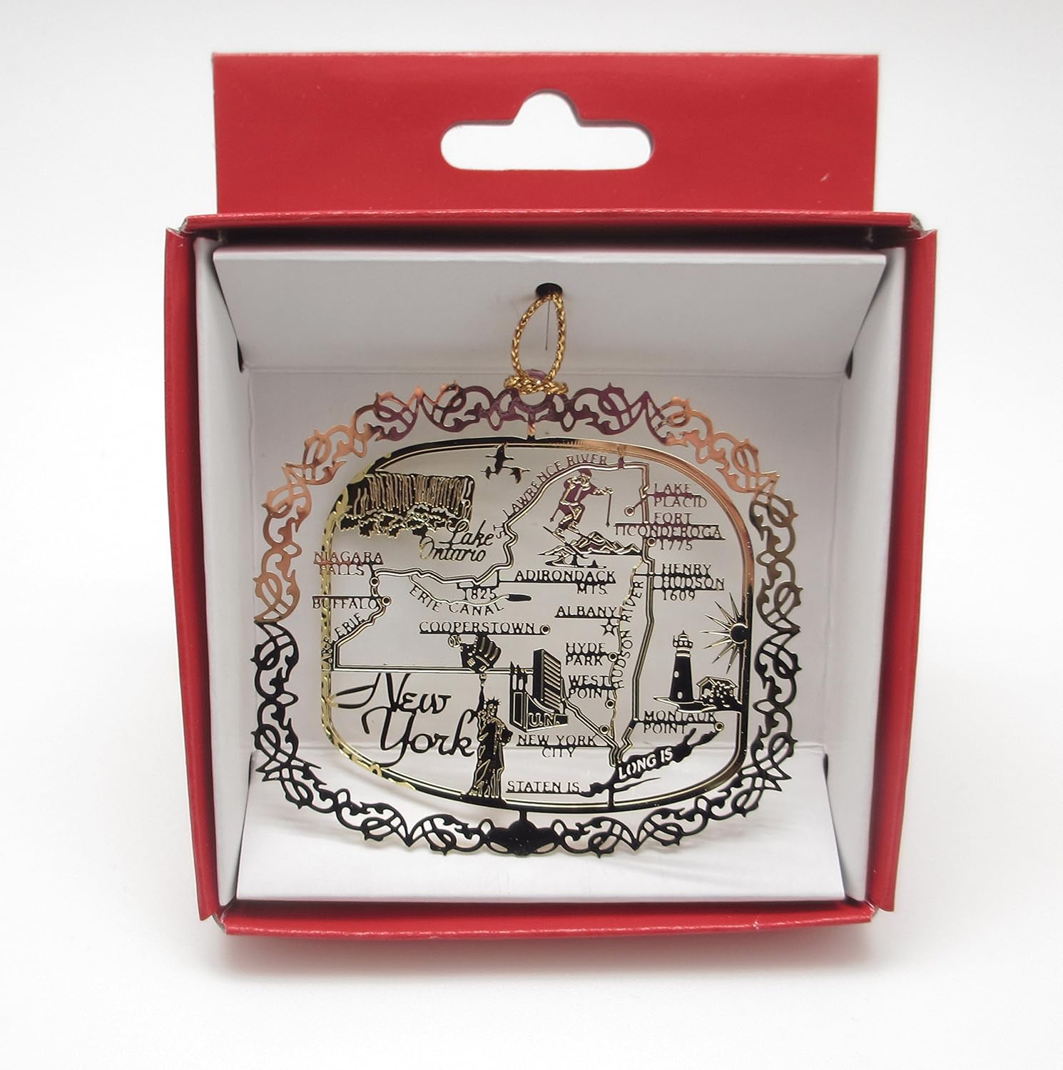 New York State Brass Christmas Ornament Souvenir Gift - Image 7