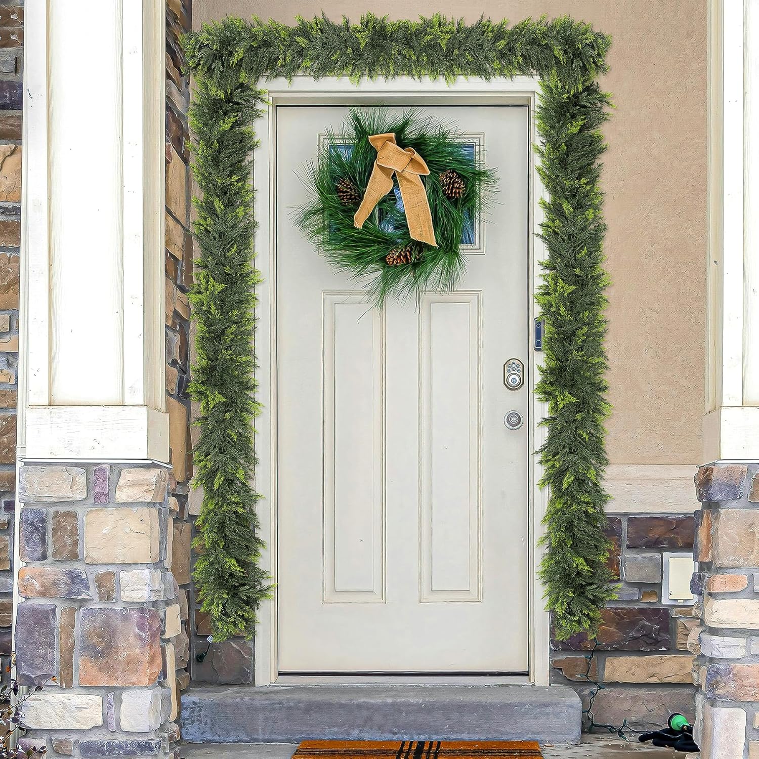 Realistic Cedar Garland for Mantle, 6FT Thicken Real Touch Greenery Cypress Garland for All Year, Faux Artificial Cedar Pine Garlands for Table Indoor Outdoor Spring Decoration - Image 8