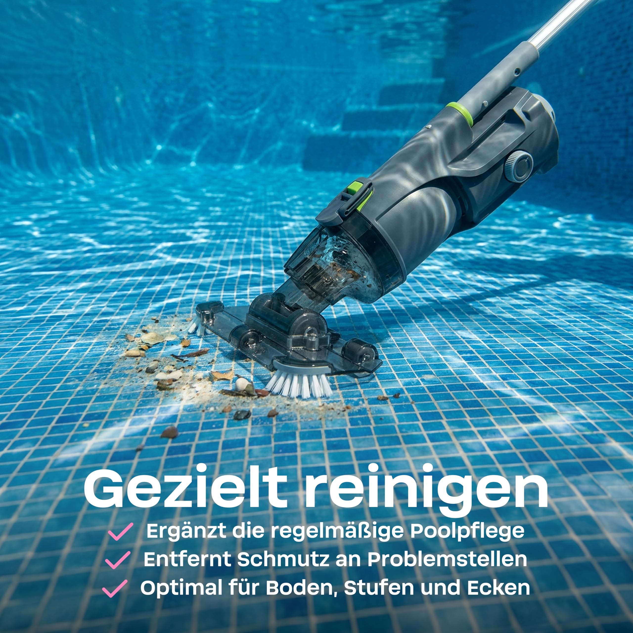 (NEU 2026) BWT Poolsauger Akku ES30, kabelloser Pool Bodensauger | 40min Laufzeit, 4000 mAh, Leistungsstark, für Pools bis 15000l, schnelle & effiziente Reinigung
