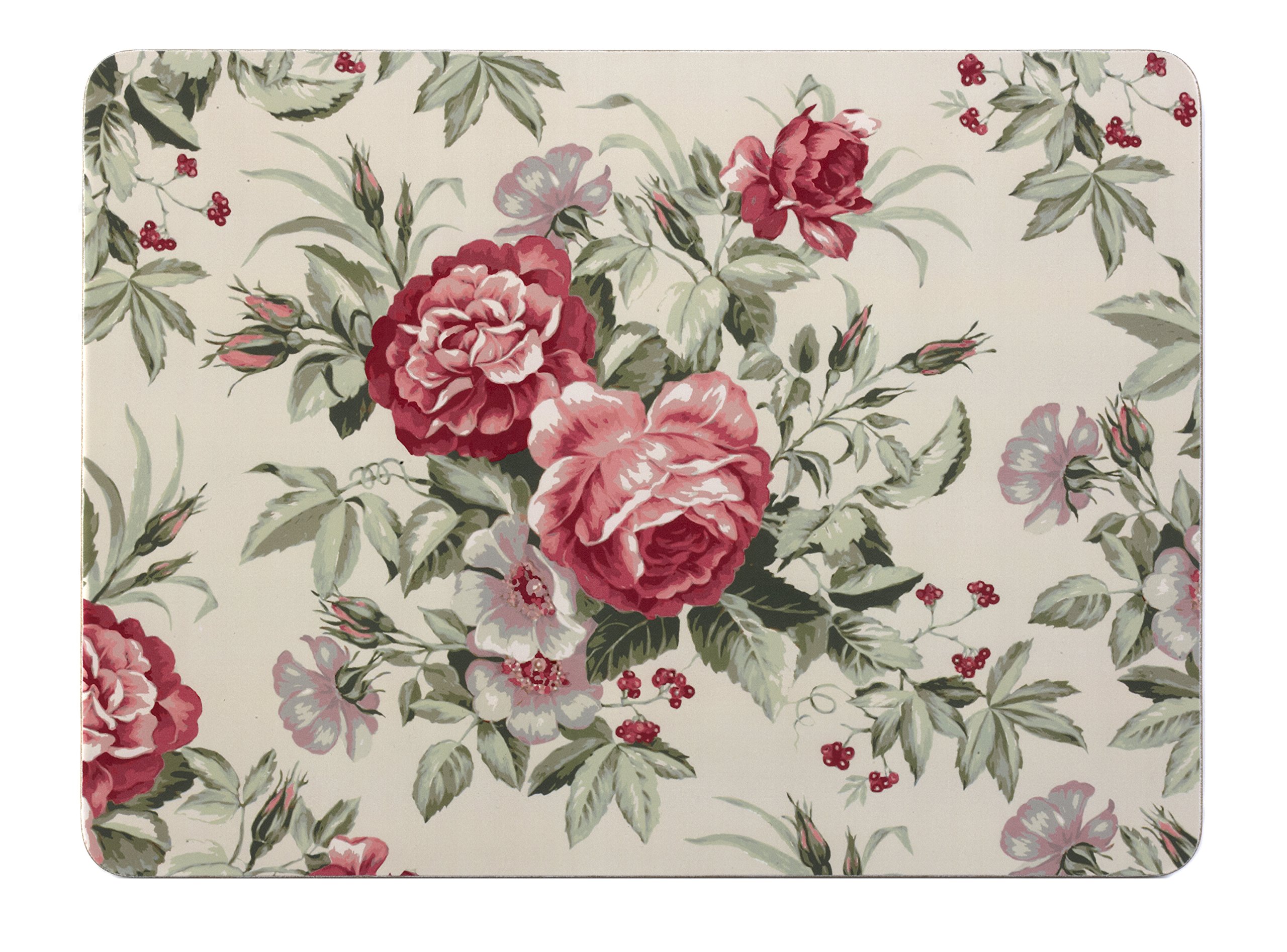 Indulje TW283474 Luxury Rosabella Placemats, 29 x 21.9cm, Hardboard, Pink/Green, Set of 4