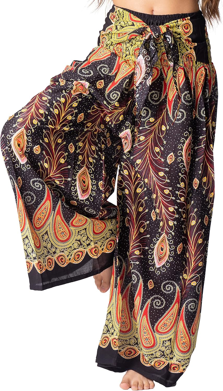 B BANGKOK PANTS Women's Boho Palazzo Pants Yoga Wide Leg Pants