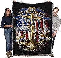 Vista 17 de Pure Country Weavers PCW - Manta fuerte de la Marina de los Estados Unidos, manta militar de regalo, tejida de algodón, fabricada en los Estados