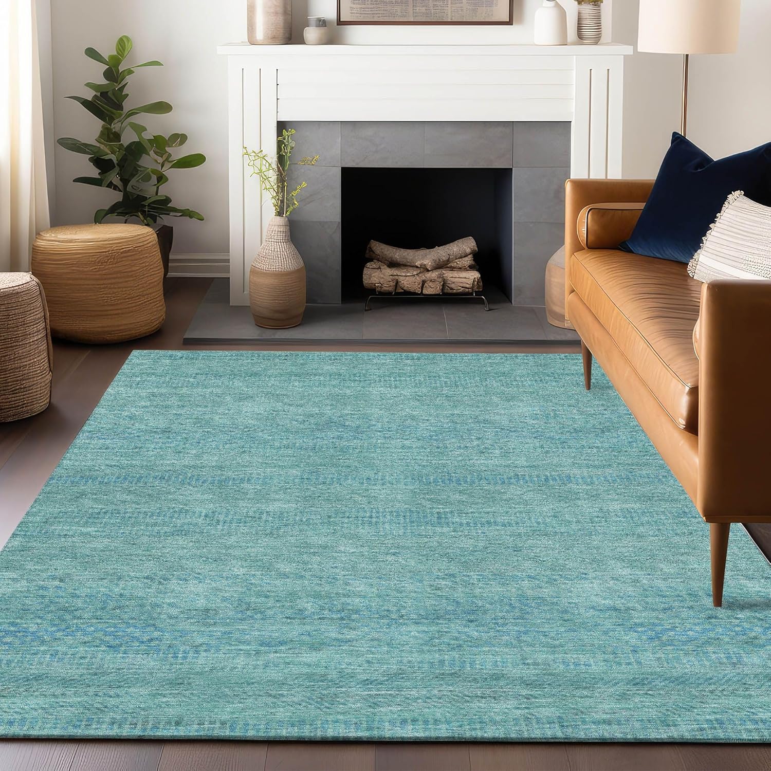 Addison Rugs Chantille ACN1634 Aqua 3' x 5' Indoor/Outdoor, Machine Washable, Easy Clean, Non Shedding, Bedroom, Living Room, Dining Room, Kitchen, Patio Rug
