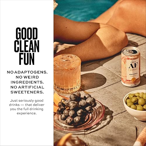 Miniatura 7 de FREE AF Bebidas sin alcohol Paloma  Cócteles espumosos alternativos al alcohol con calidez botánica AFTERGLOW  Sin gluten, bajas en calorías  Latas