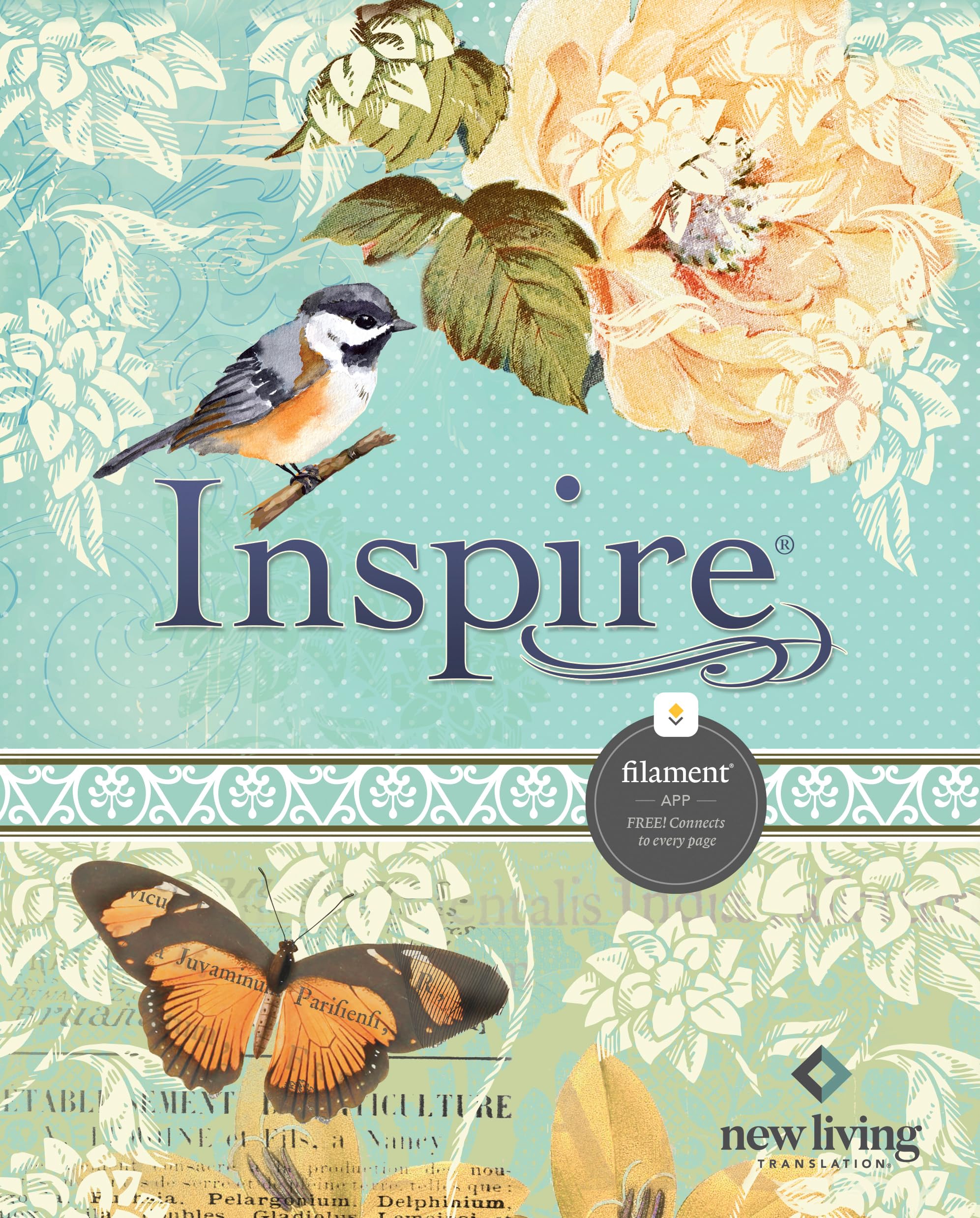Inspire Bible NLT (Aquamarine, Filament Enabled): The Bible for Coloring & Creative Journaling