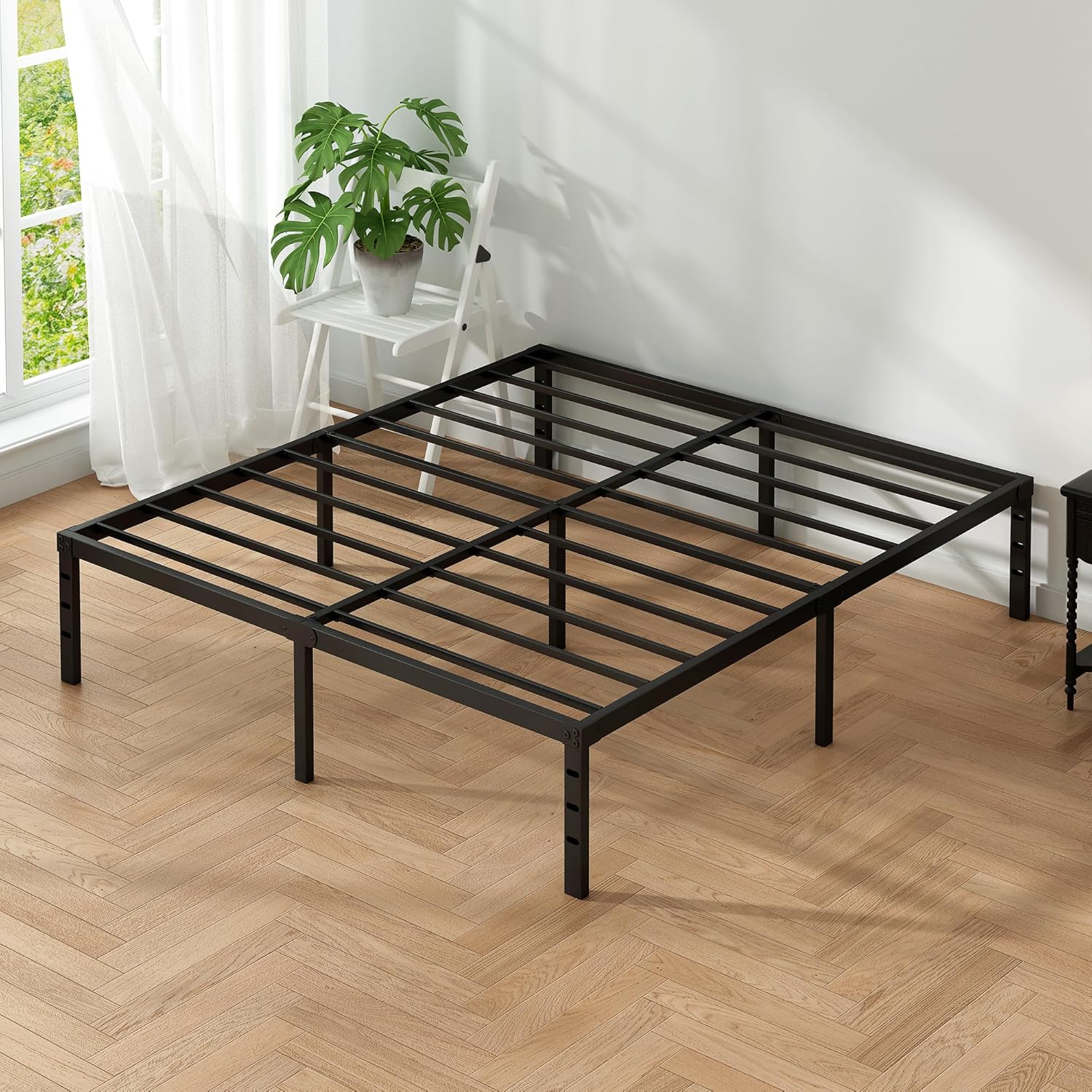 Metal Platform Bed Frame Queen Size, 18 Inch Height with Heavy Duty Steel Support, No Box Spring Needed, Easy Assembly and Underbed Storage,Black