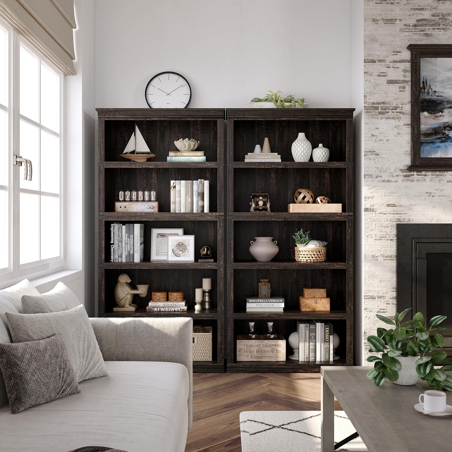 IDEALHOUSE 5-Tier Bookcase in a bedroom setting