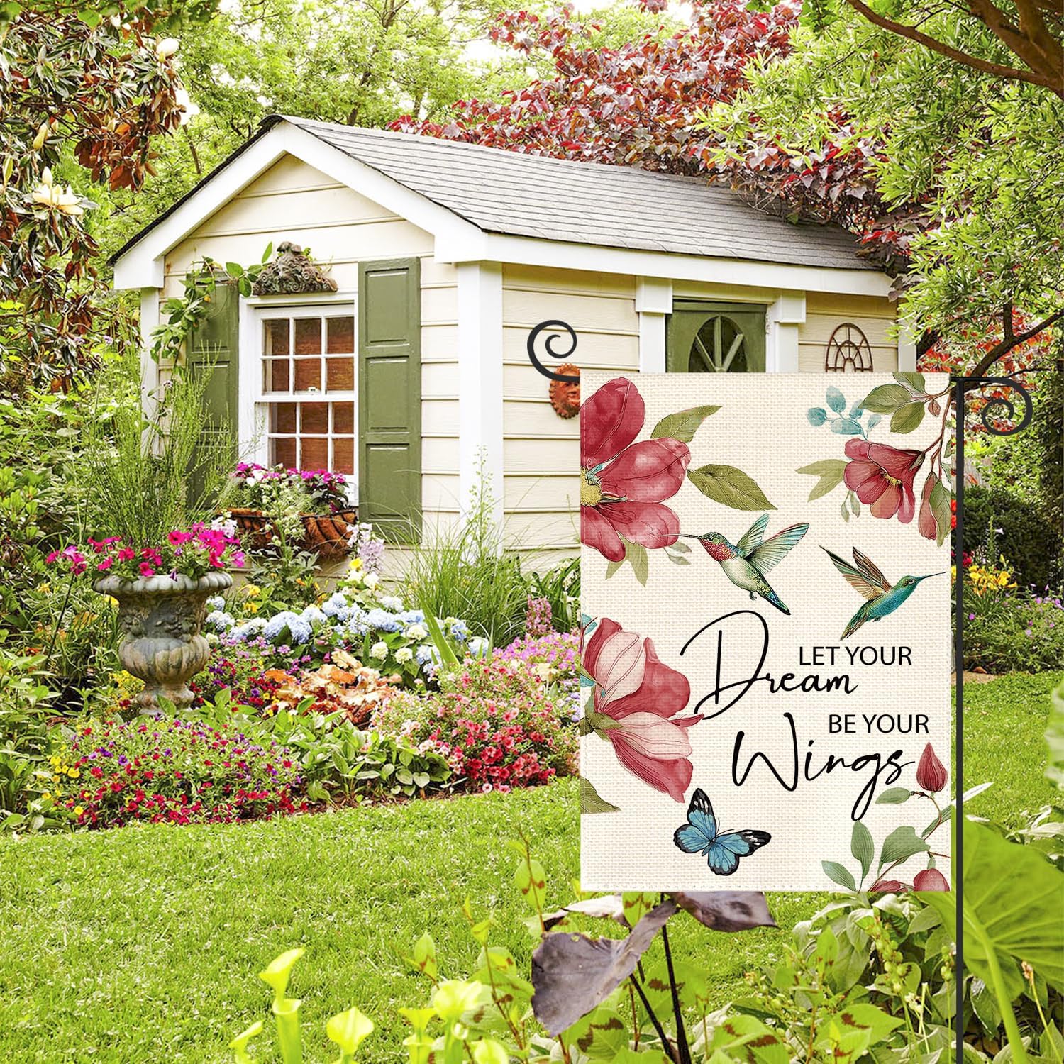 AVOIN colorlife Hummingbird Spring Floral Garden Flag 12x18 Inch Double Sided Outside, Seasonal Welcome Yard Outdoor Flag - Image 4