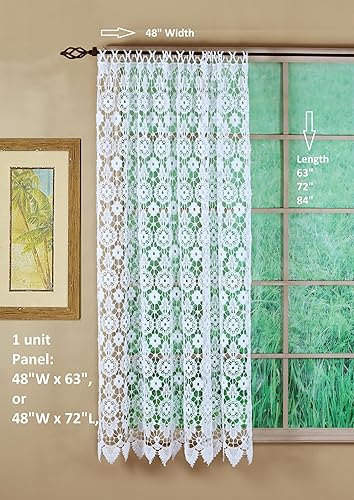 Vista 3 de Today's Curtain Medallón Macramé Panel 72", Blanco, 48W x 72L