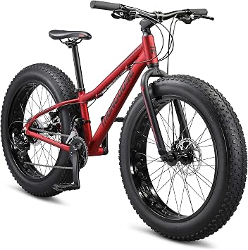 Mongoose Argus Trail or ST Fat Tire Mountain Bike, 20, 24 or 26 Inch Bike for Kids and Adults, 7 or 16 Speed, Aluminum or Steel Frame, Knobby Mountain Fat Tires, Mechanical Disc Brakes