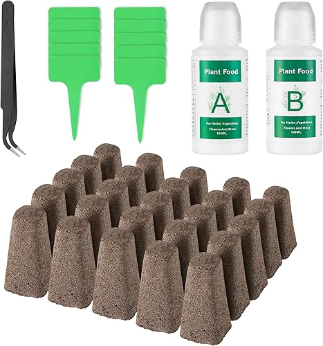 Miniatura 9 de Kit de cápsulas de semillas para AeroGarden, 30 esponjas de cultivo con nutrientes A & B, 1 pinzas, 10 etiquetas, cápsulas de arranque de semillas