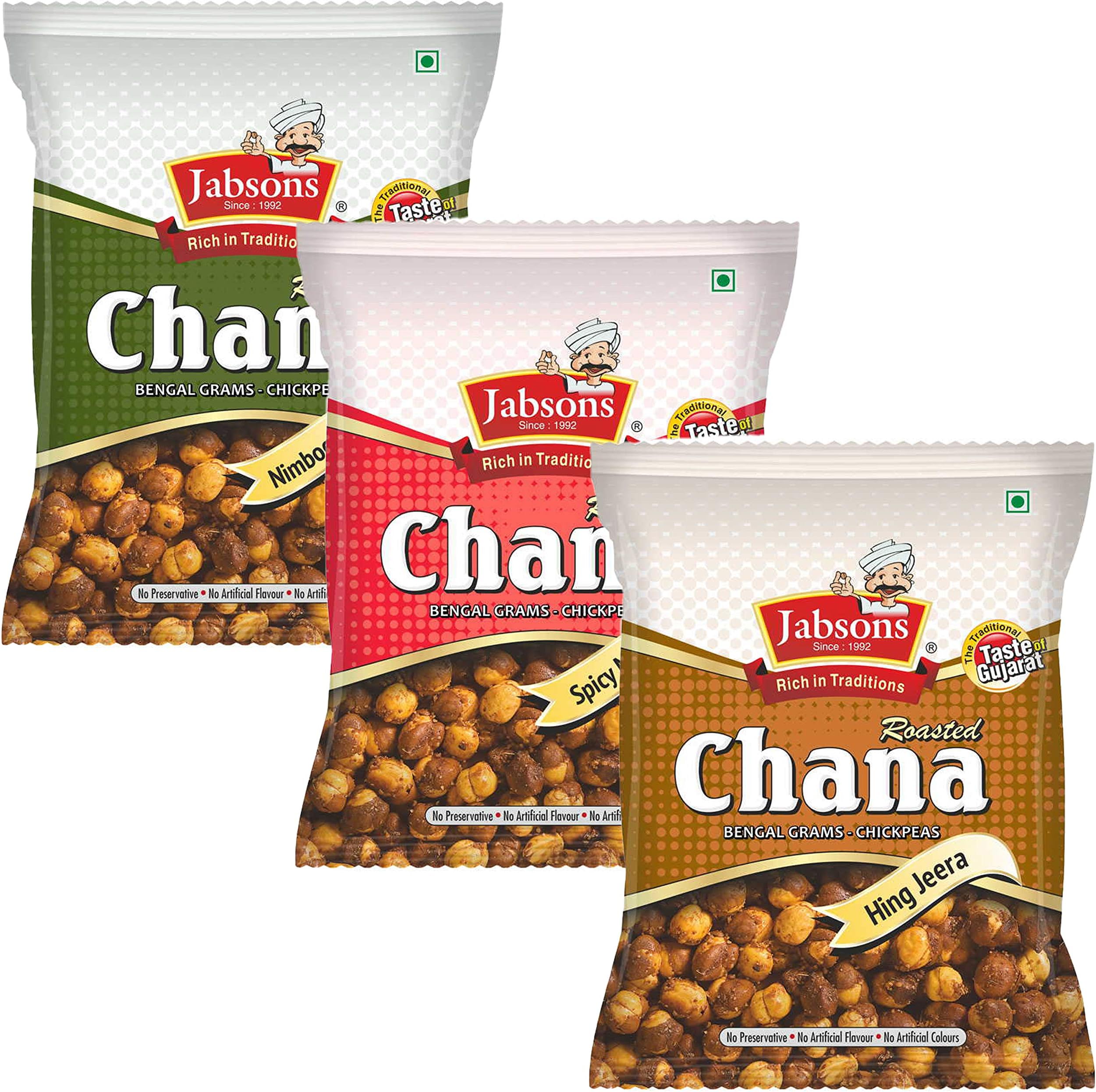 Jabsons - Roasted Chana Chickpeas (3 Pack), 150g x 3 (3in1 Variety)
