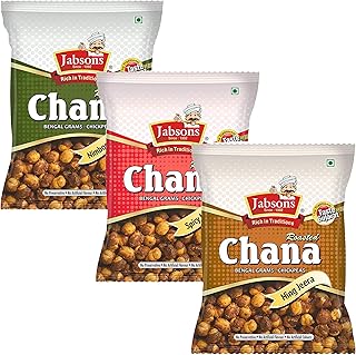 Jabsons - Roasted Chana Chickpeas (3 Pack), 150g x 3 (3in1 Variety)