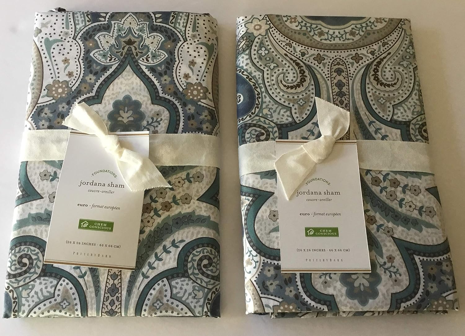 Pottery Barn Jordana Sham ~Euro~ Set of Two Blue