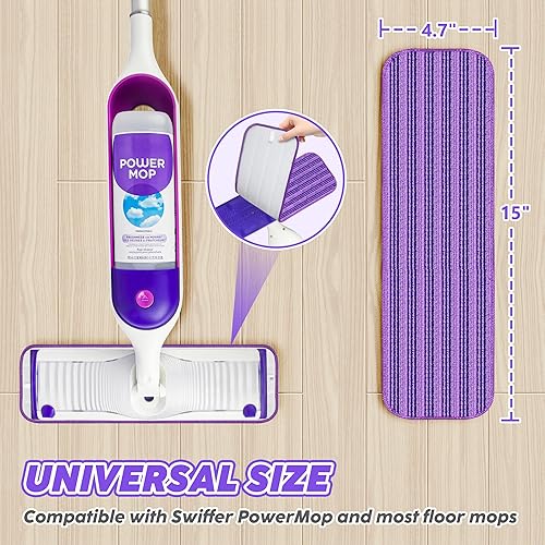 Miniatura 3 de Almohadillas reutilizables para trapeador compatibles con Swiffer PowerMop, almohadillas de repuesto de mopa de microfibra, repuestos lavables para