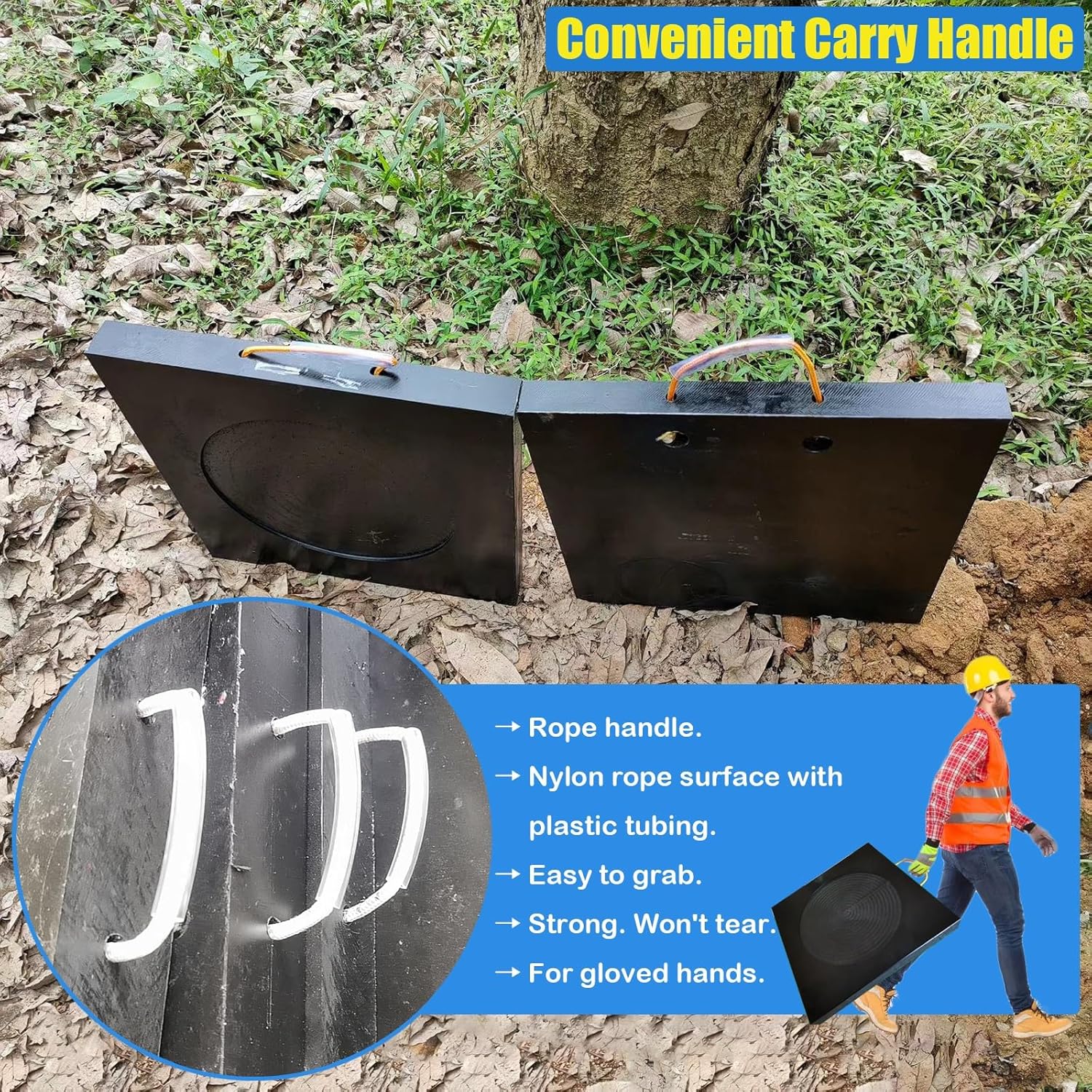 Landing Pad RV Leveling Blocks Crane Trailer Outrigger Pad, Heavy Duty Stabilizing Pad for Bucket Trucks Tows Wreckers, with Handle (Color : B, Size : 30x30x4cm/11.8x11.8x1.6in)